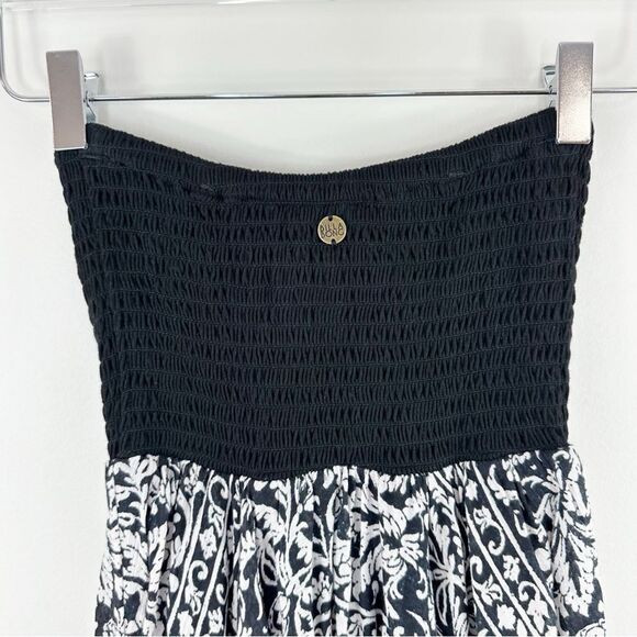 Billabong Enchanted Dayz Black/White Strapless Dress w/Handkerchief Hem Tassels - Picture 3 of 12